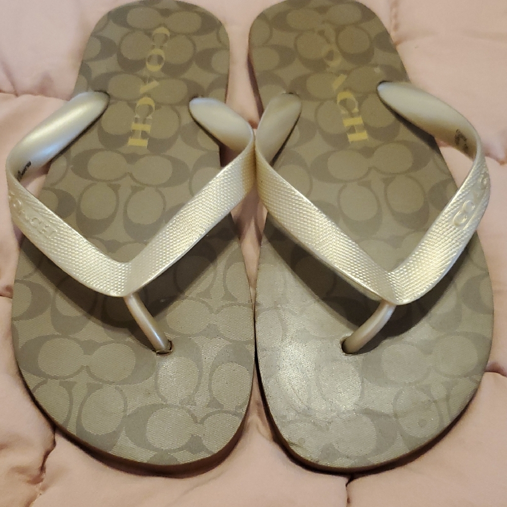 Coach Cream Sandals with Signature Monogram